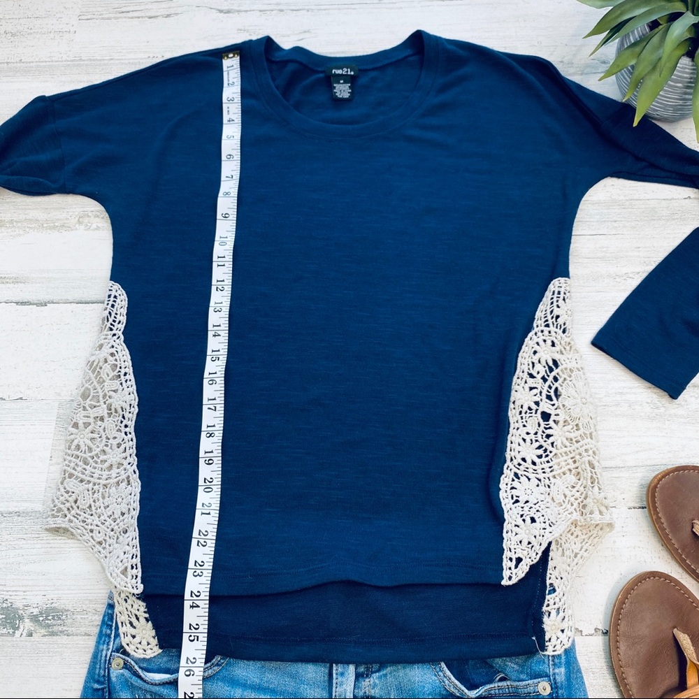 Navy long sleeve crochet sides - Picture 4 of 5